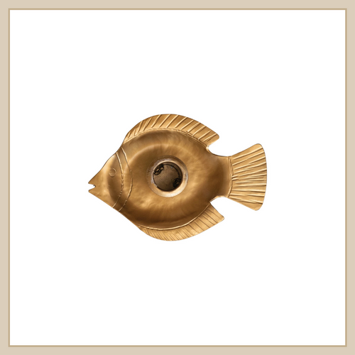 Taper Holder w Embossed Fish Shaped Tray