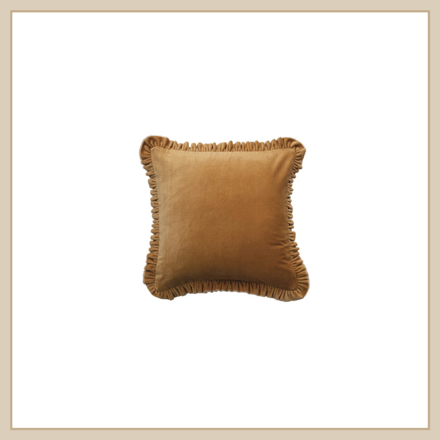Mustard Velvet Pillow Ruffle Trim