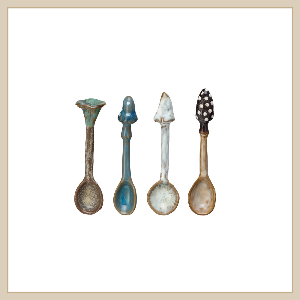 Stoneware Spoon w/ Mushroom Handle