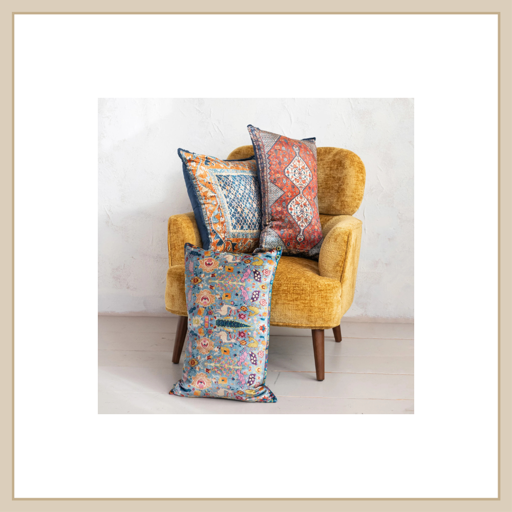 Cotton Blend Velvet Lumbar Pillow