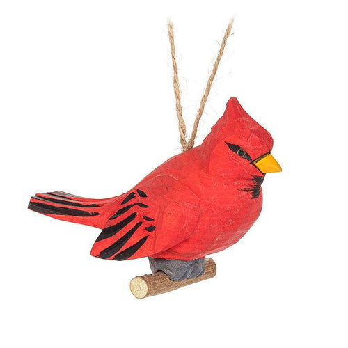 Carved Cardinal on Branch Ornament