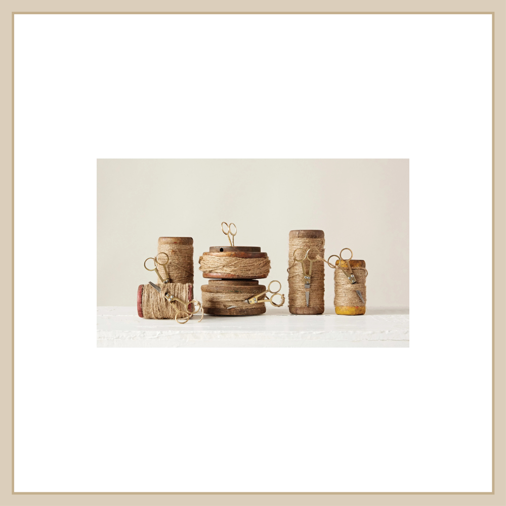 Wooden Spools with Jute/Scissors