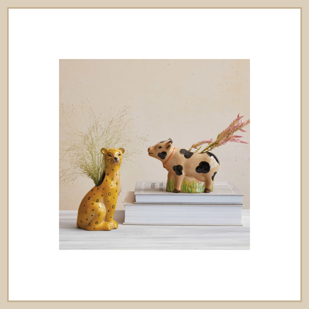 Stoneware Leopard Vase