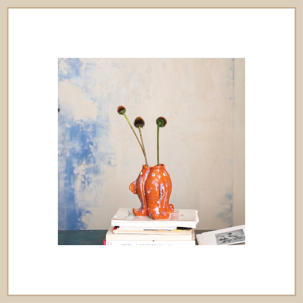 Stoneware Fish w Reactive Glaze