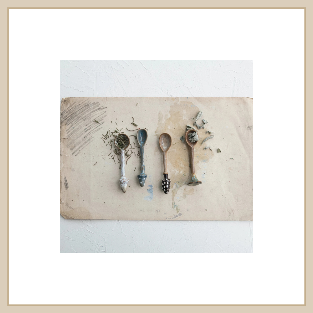 Stoneware Spoon w/ Mushroom Handle