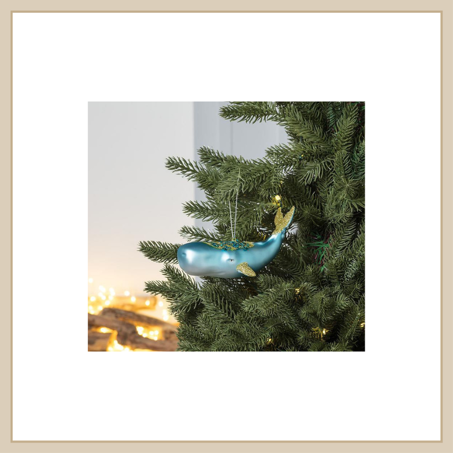 Whale w/ Glitter Ornament