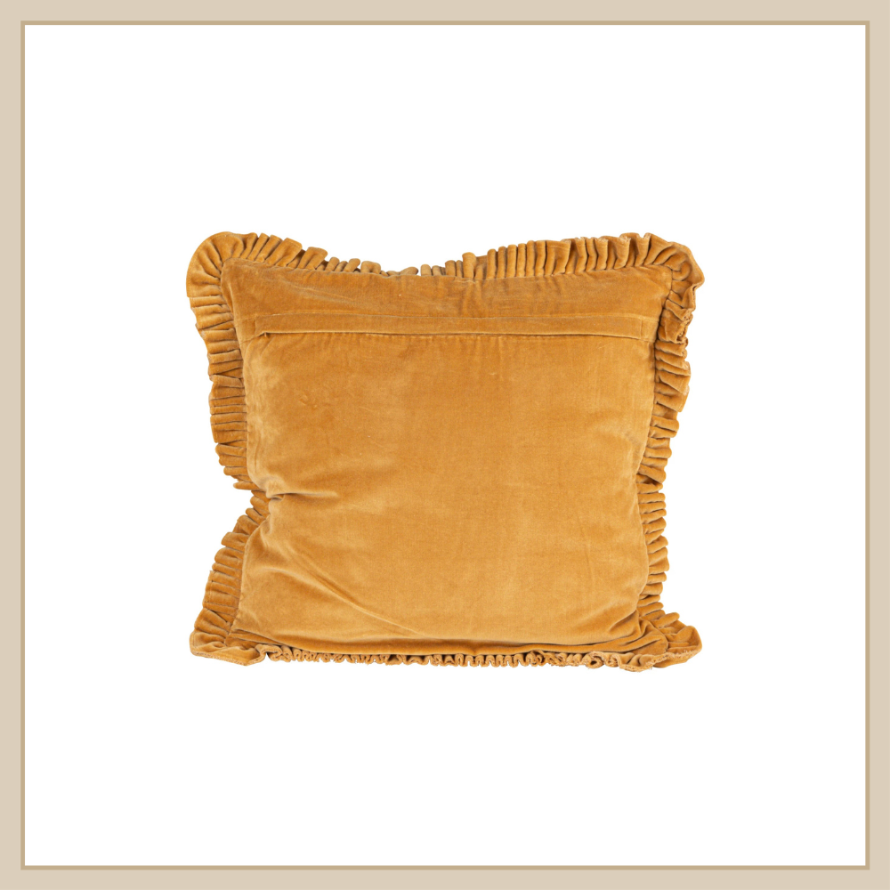 Mustard Velvet Pillow Ruffle Trim