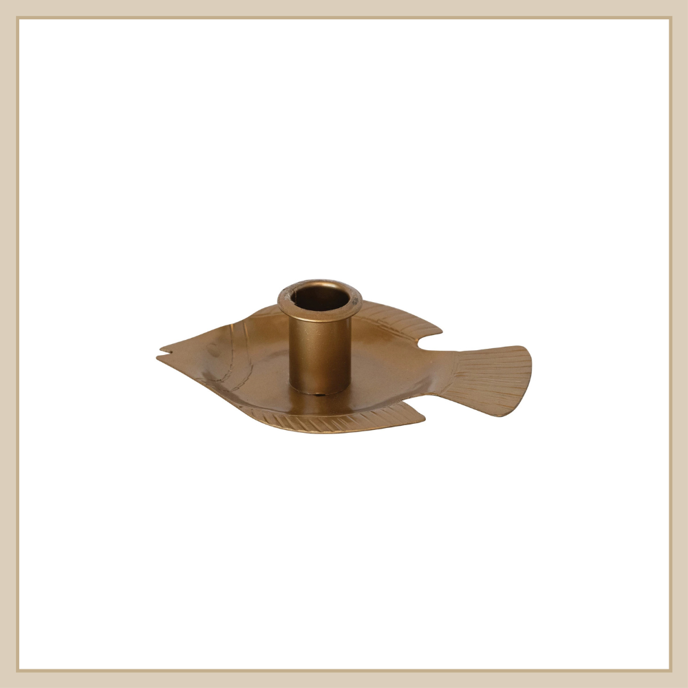 Taper Holder w Embossed Fish Shaped Tray