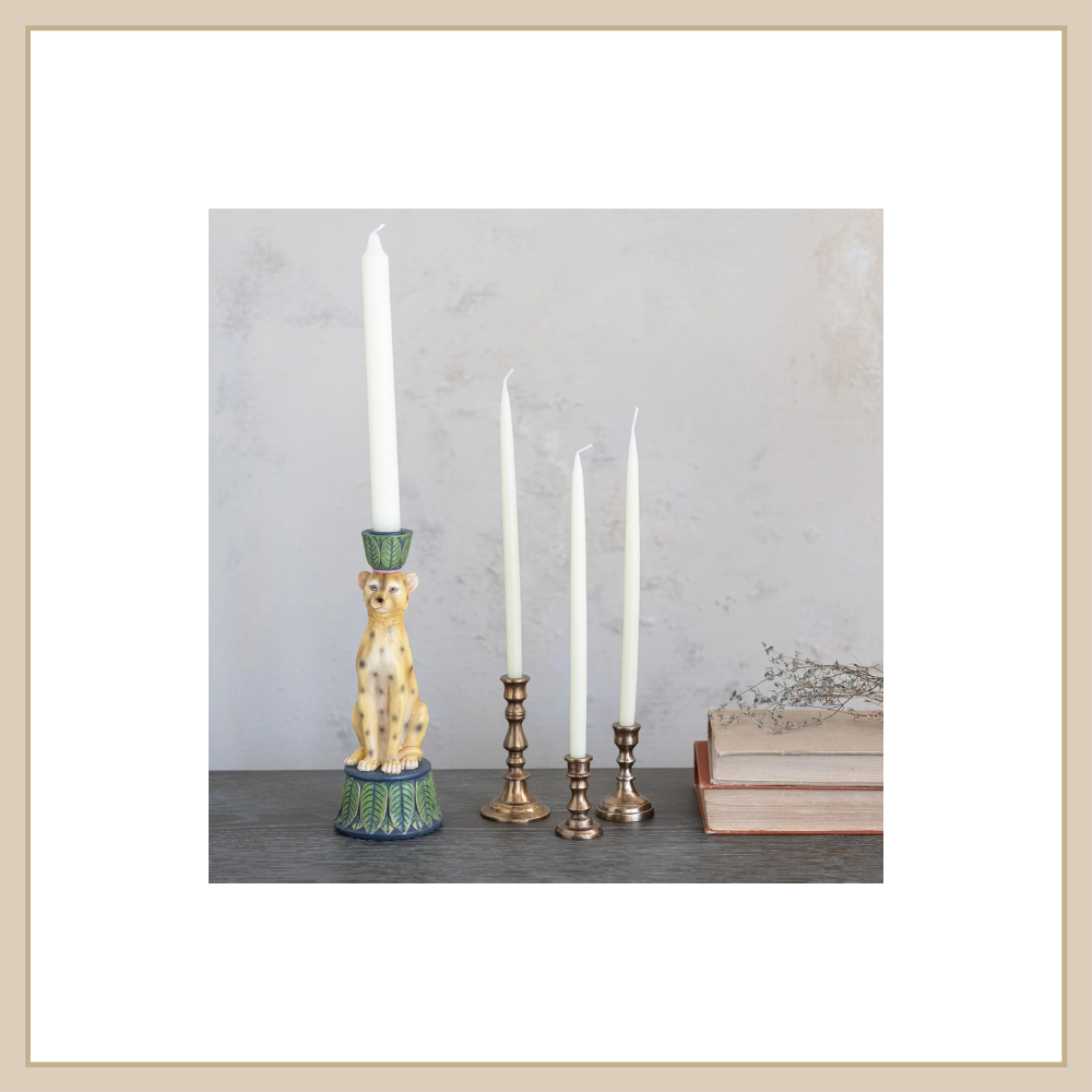 Resin Cheetah Taper Holder