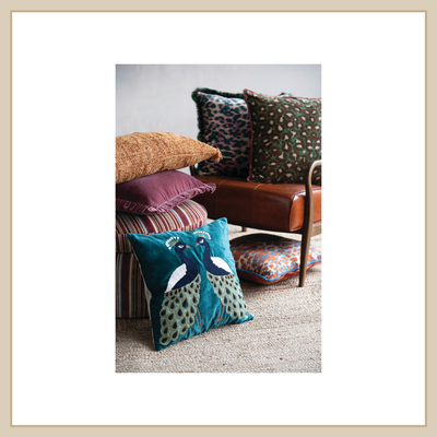 Square Velvet Pillow w/ Leopard Print