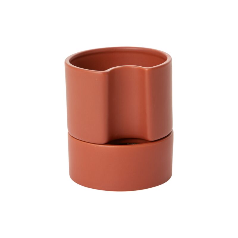 Jett Pot with Saucer - Terracotta