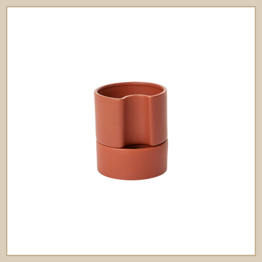 Jett Pot with Saucer - Terracotta