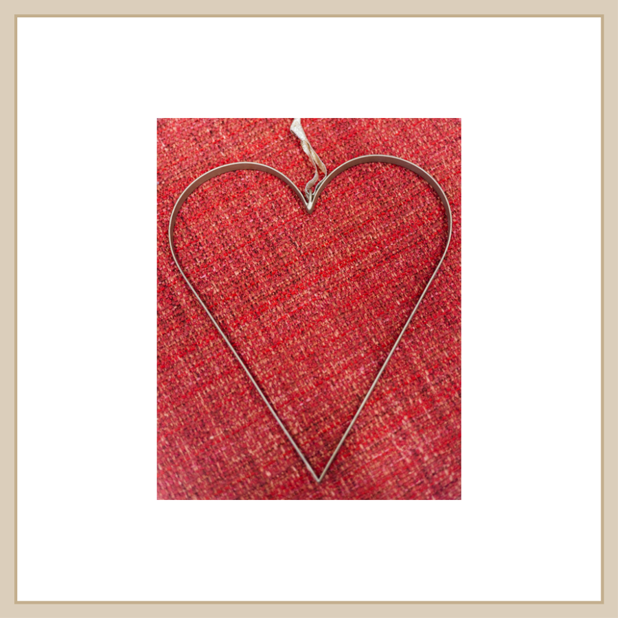 Hanging Metal Heart w/ Gold Ribbon