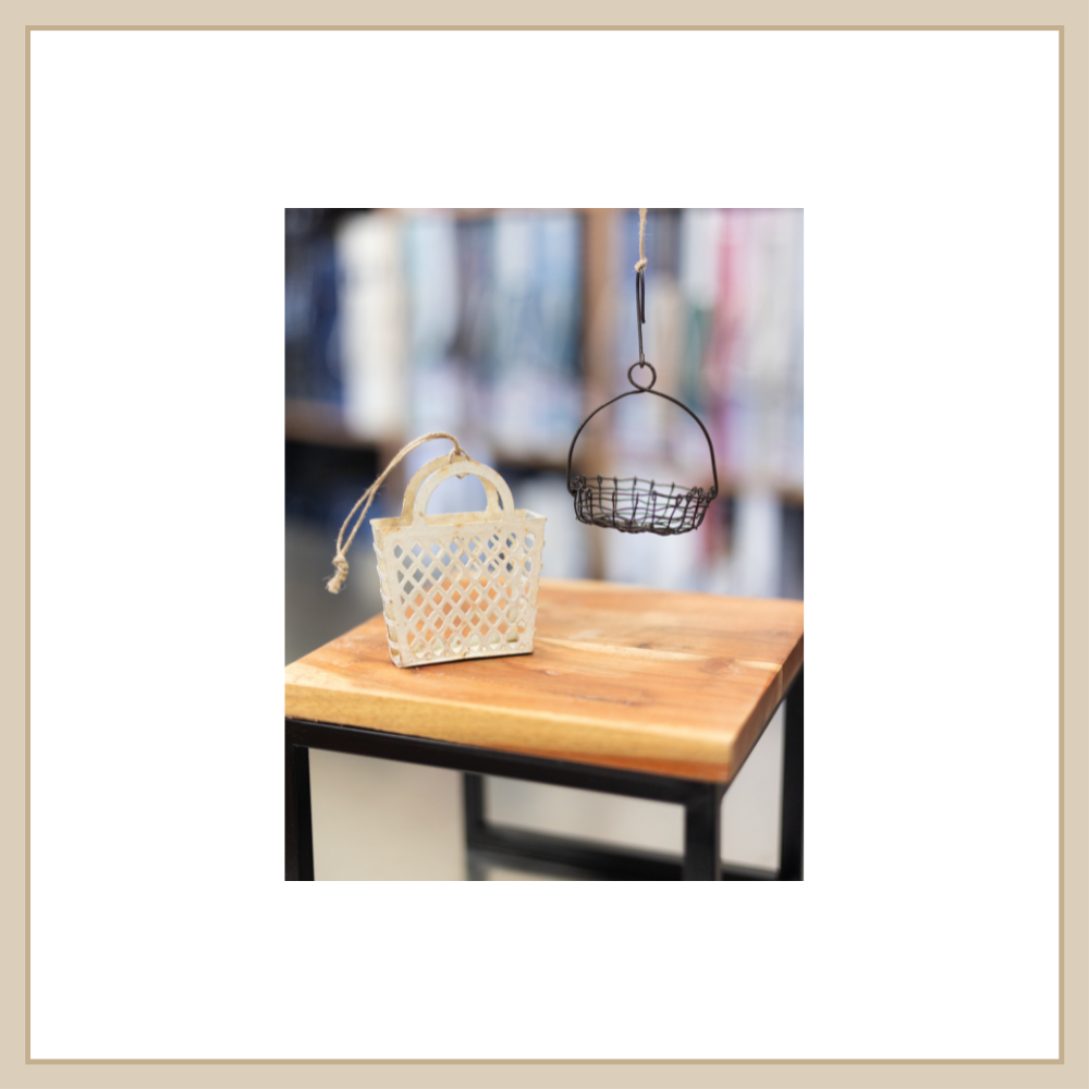 Distressed Metal Basket Ornament