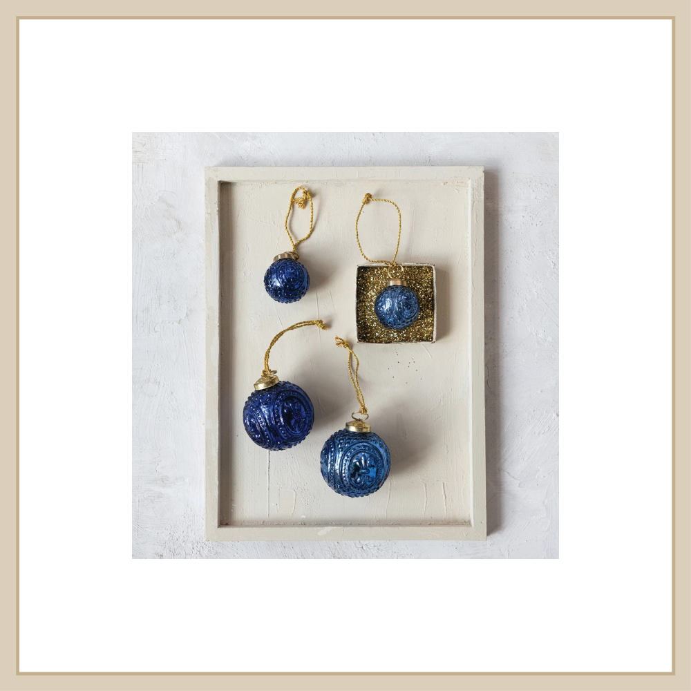 Embossed Recycled Mercury Glass Ornament