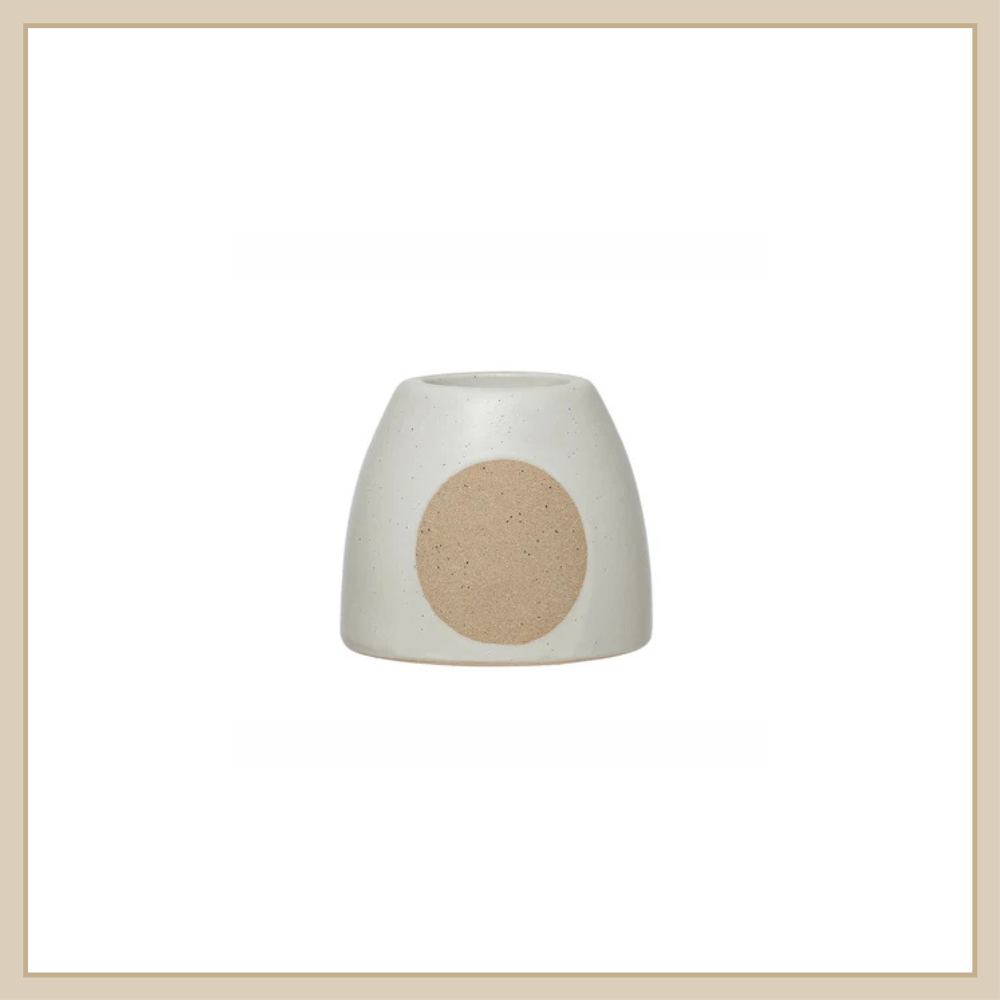Stoneware Tealight Holder w/ Circle Design