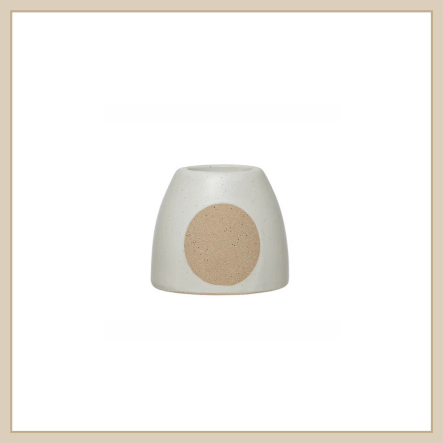 Stoneware Tealight Holder w/ Circle Design
