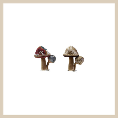 Fabric Jacquard & Velvet Mushroom Clip