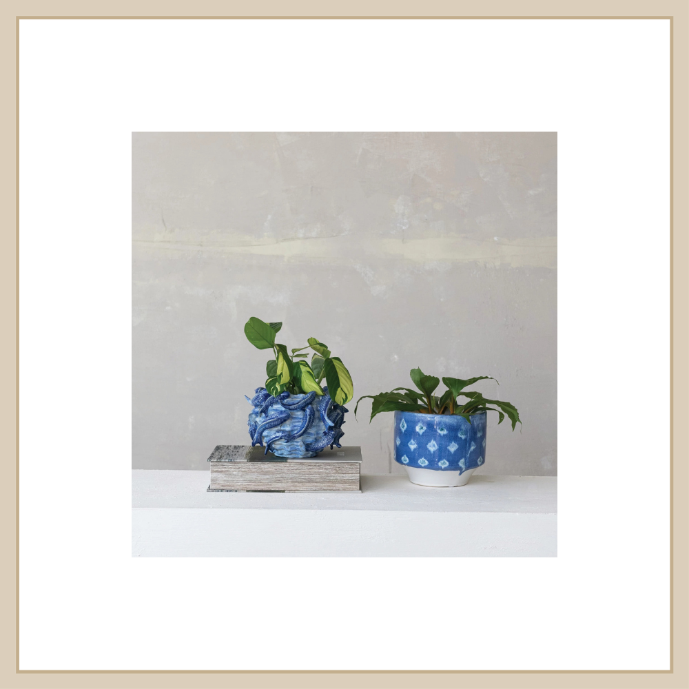 Blue Handmade Stoneware Planter