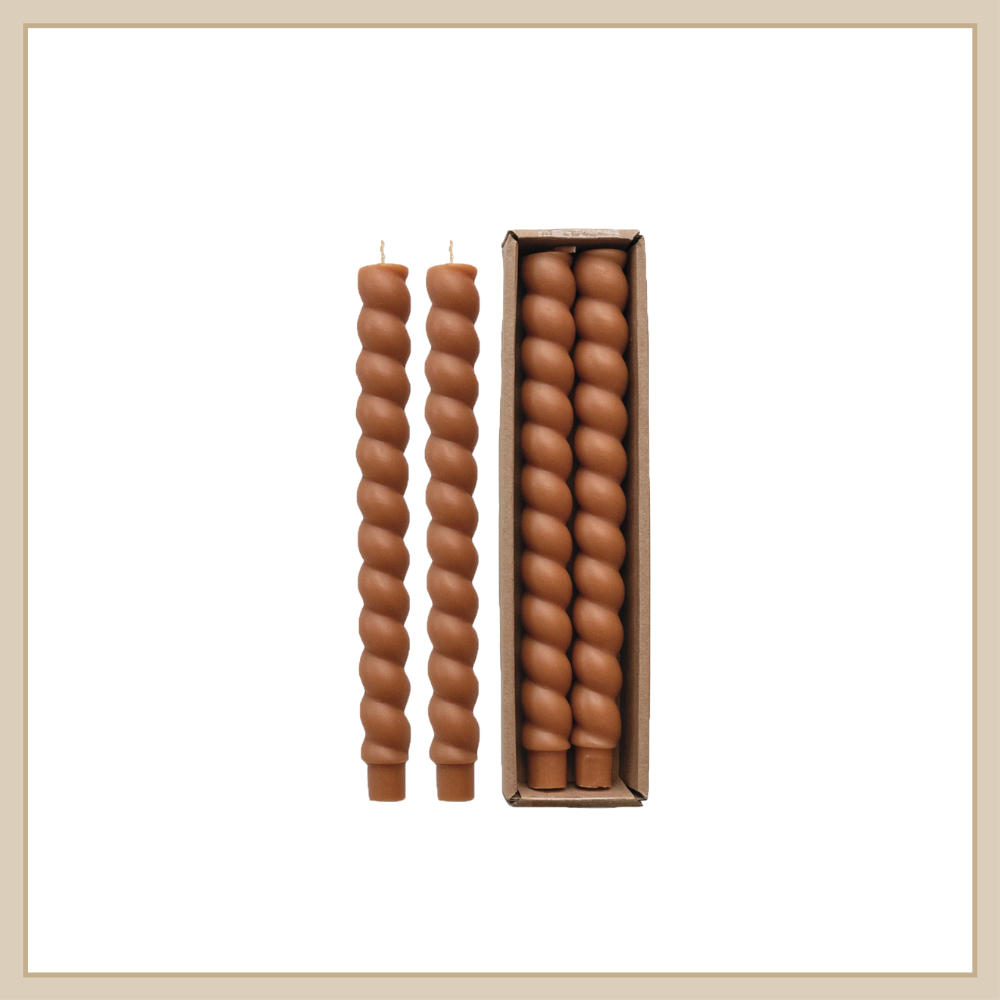 Twisted Taper Candle Box Camel