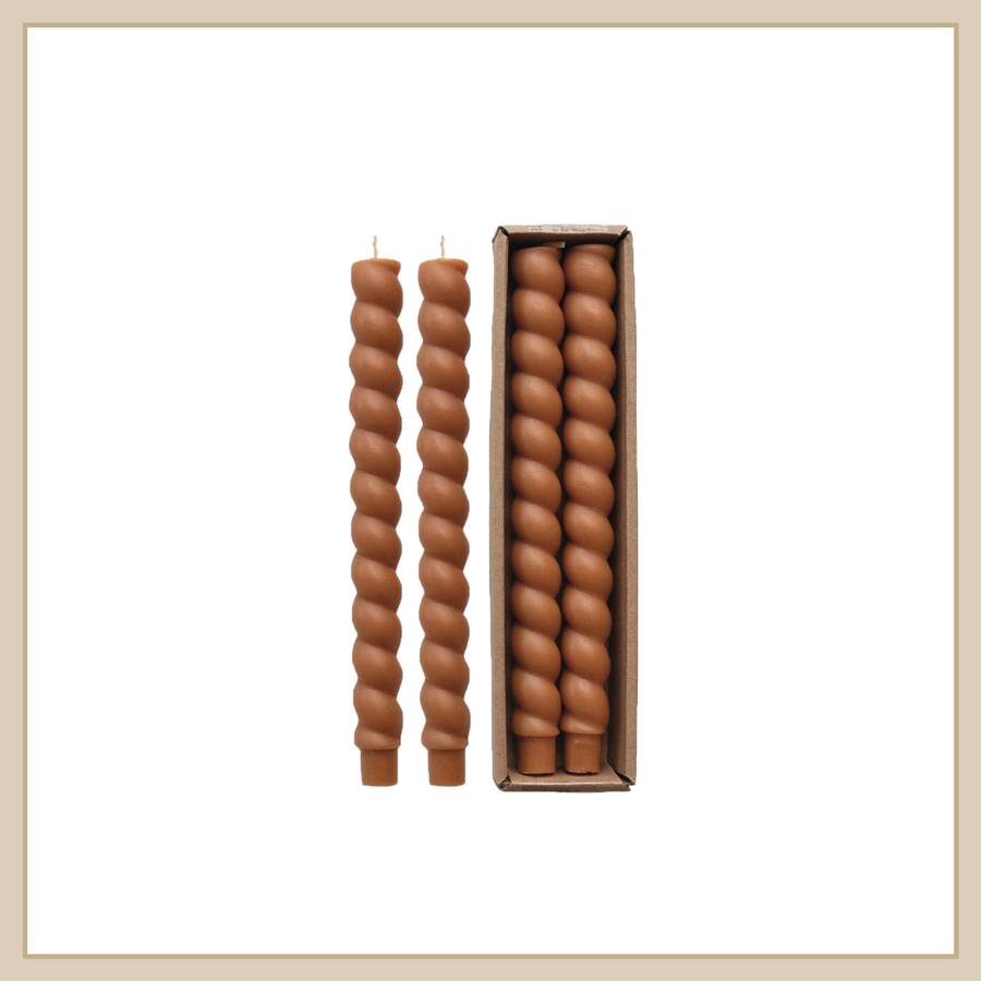 Twisted Taper Candle Box Camel