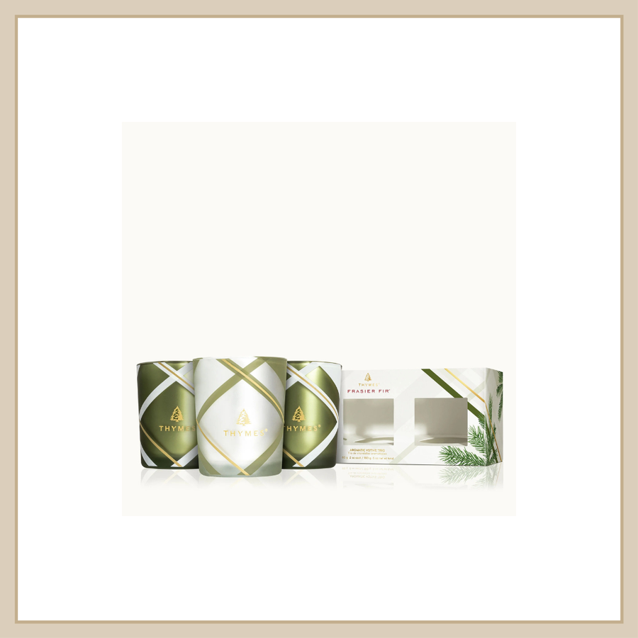 Frasier Fir Frosted Plaid Aromatic Votive Trio