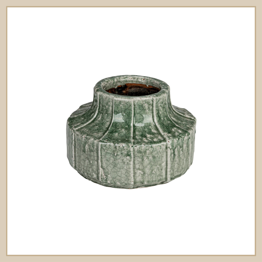 Terra Cotta Vase / Planter w/ embossed lines