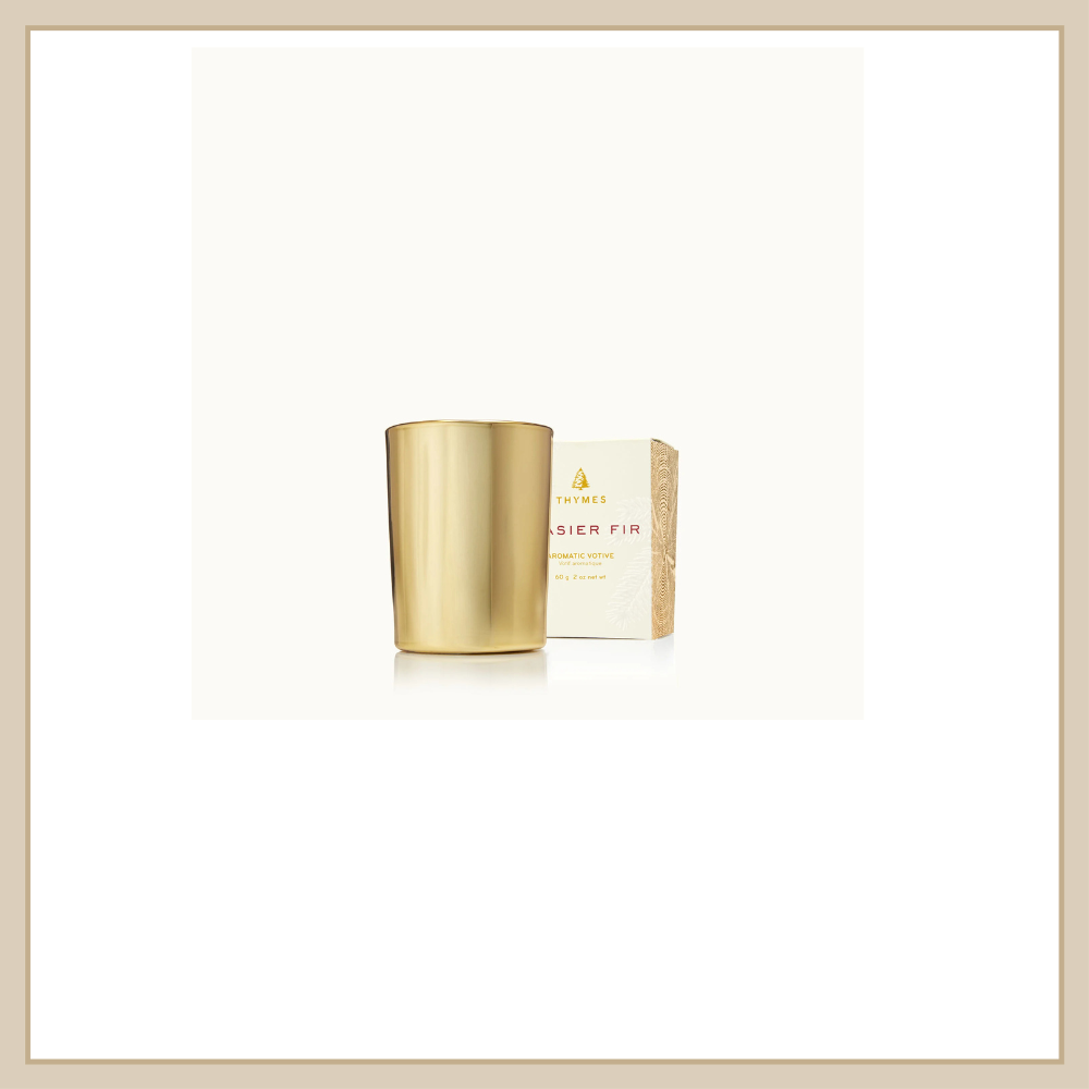 Frasier Fir Gilded Votive Candle, Gold