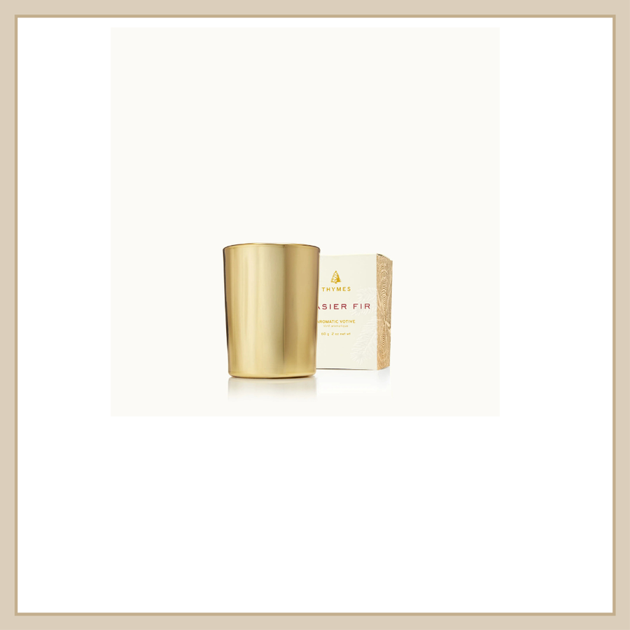 Frasier Fir Gilded Votive Candle, Gold