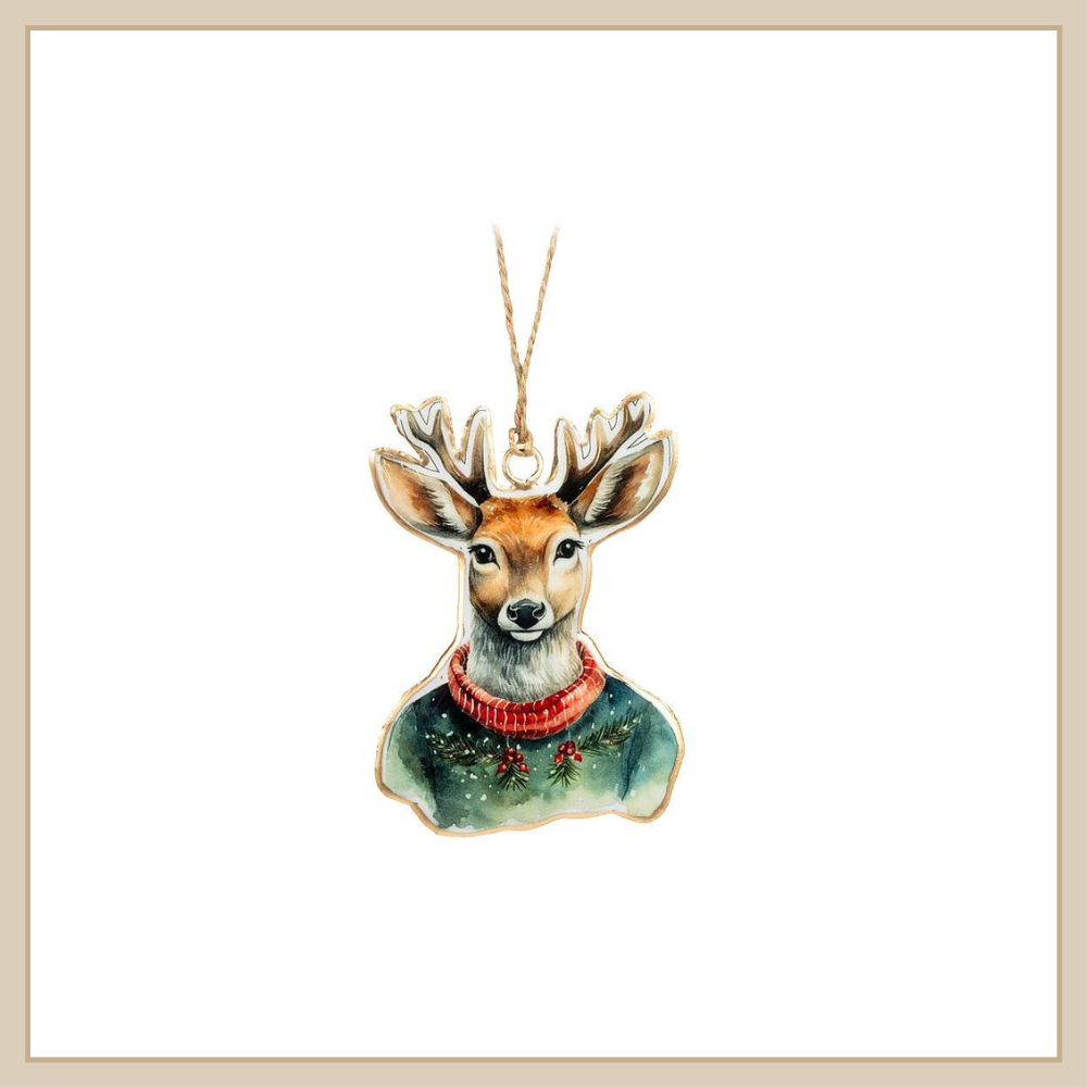 Deer in Sweater Ornament