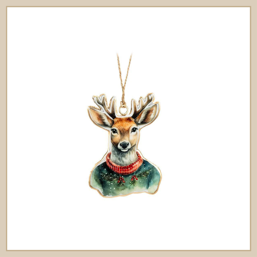 Deer in Sweater Ornament