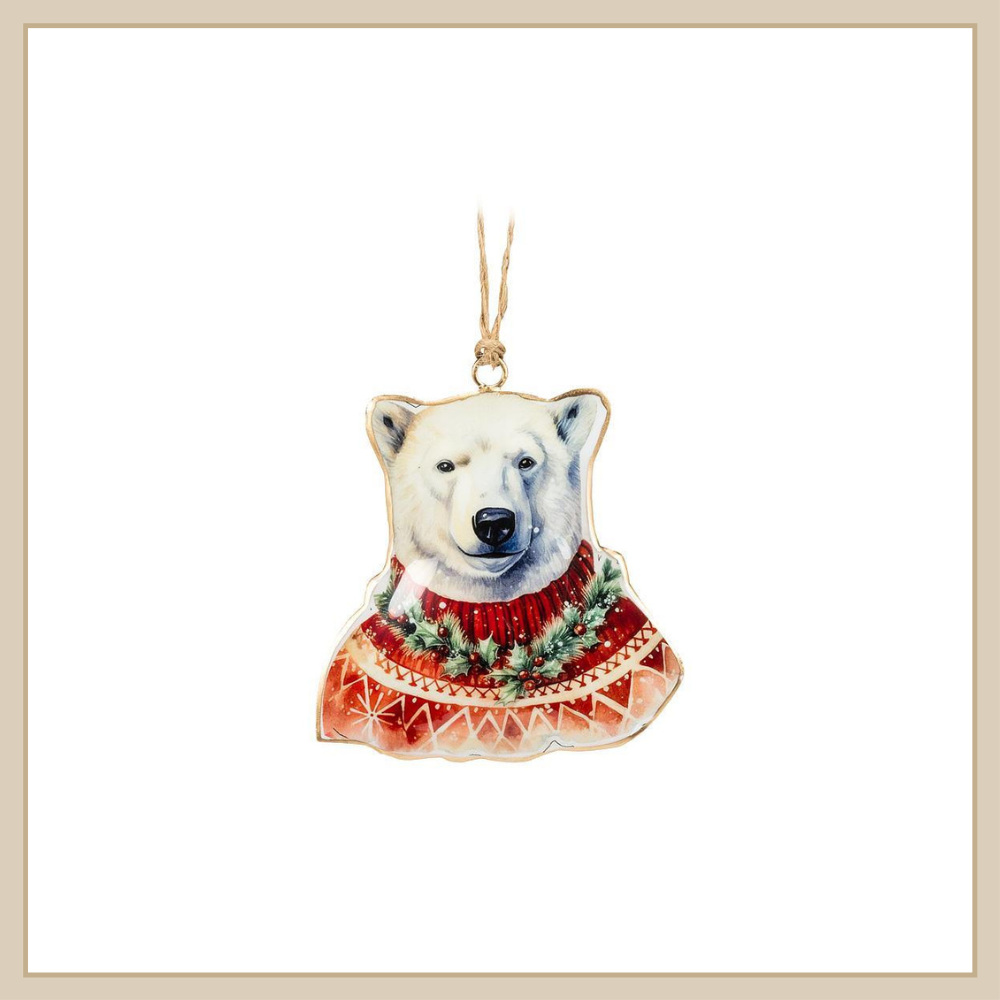 Polar Bear in Sweater Ornament - Envy Paint & Design LTD