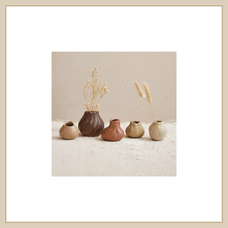 Stoneware Organic Shaped Vases - Set of 5