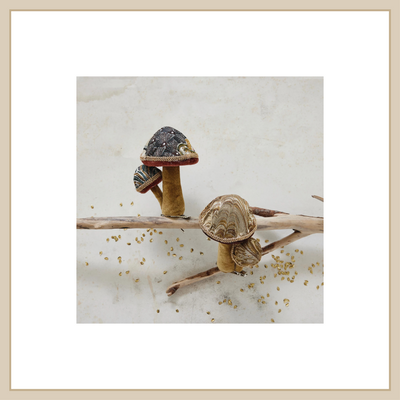 Fabric Jacquard & Velvet Mushroom Clip