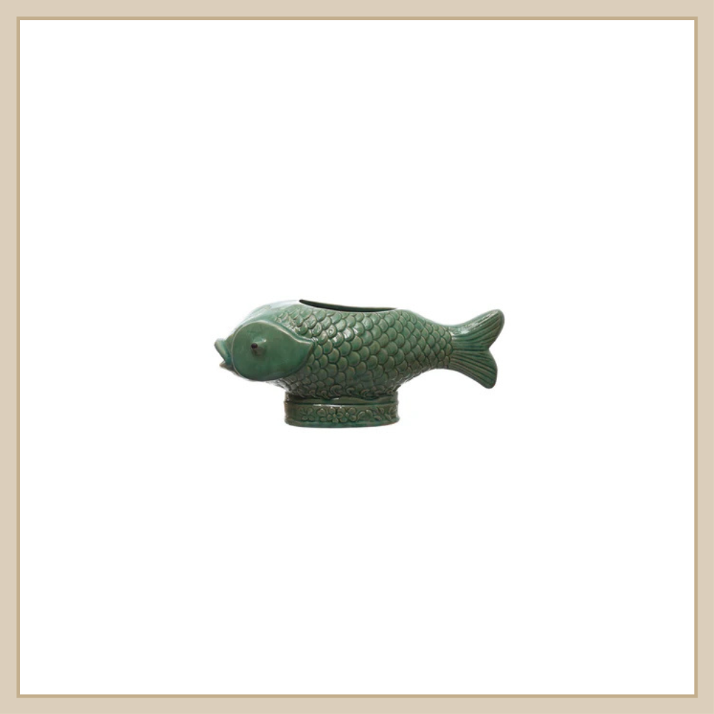 Debossed Stoneware Fish Planter