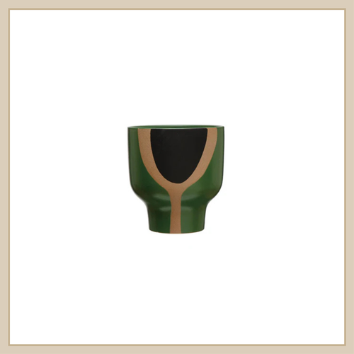 Stoneware Planter w/ Abstract Design