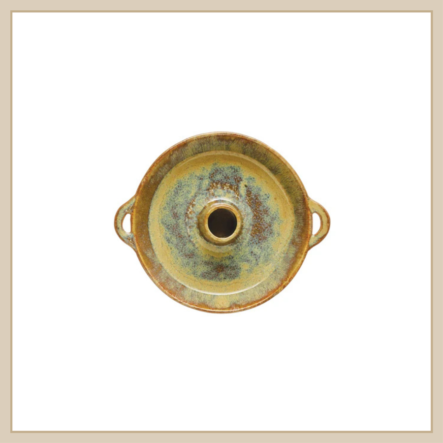 Stoneware Dish with Toothpick Holder and Handles