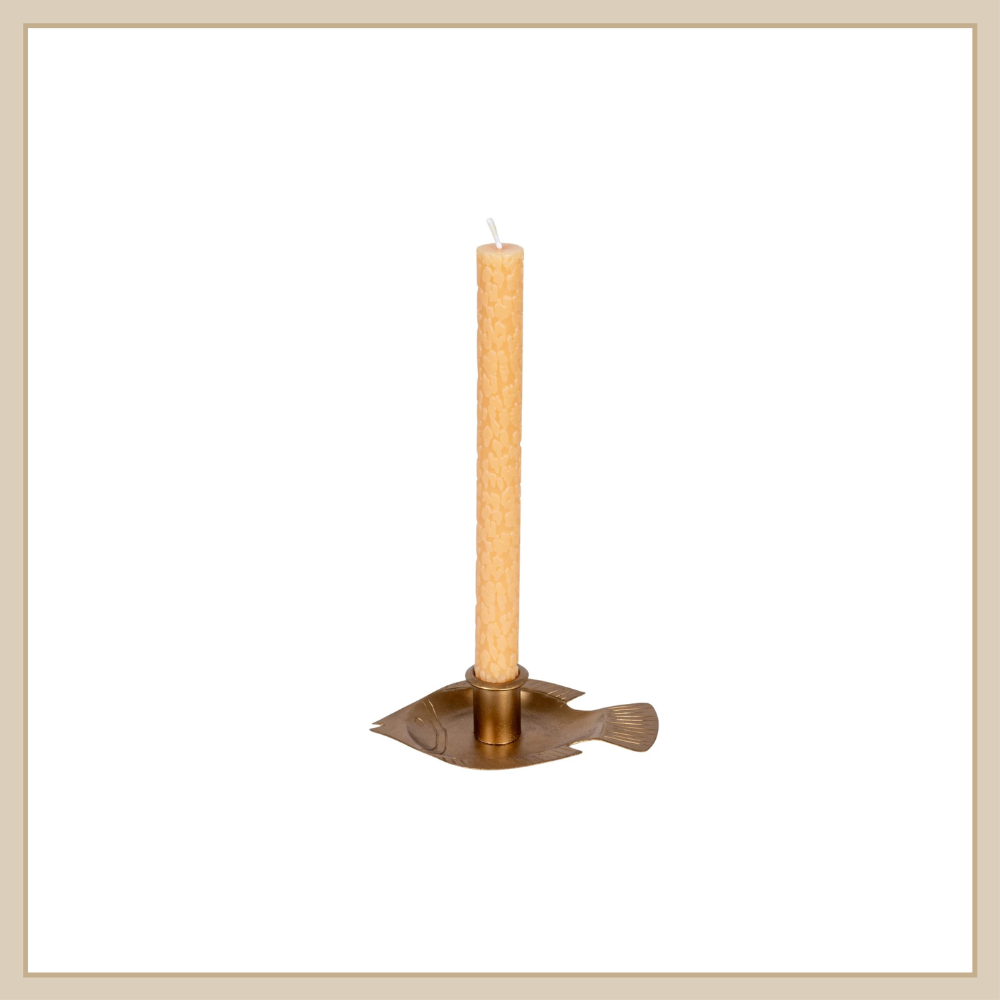 Taper Holder w Embossed Fish Shaped Tray