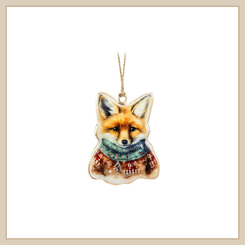 Red Fox in Sweater Ornament