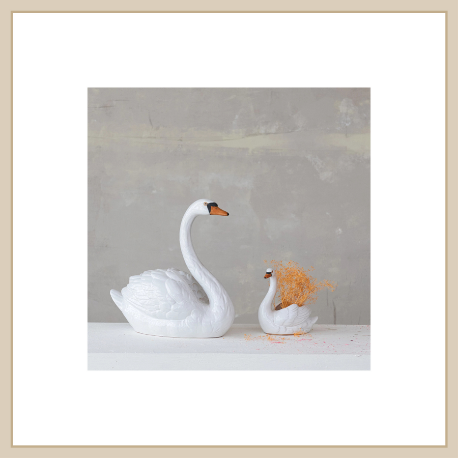 Stoneware Swan Planter