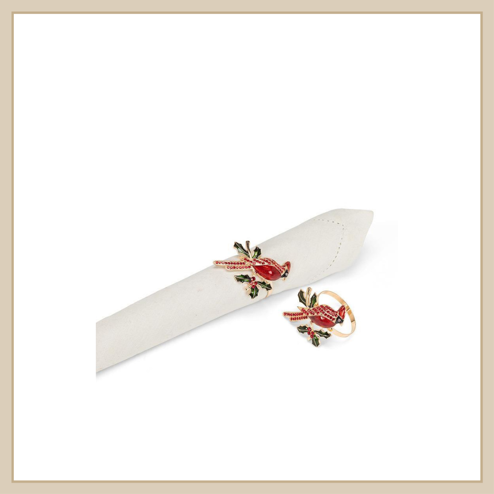 Cardinal & Holly Napkin Ring