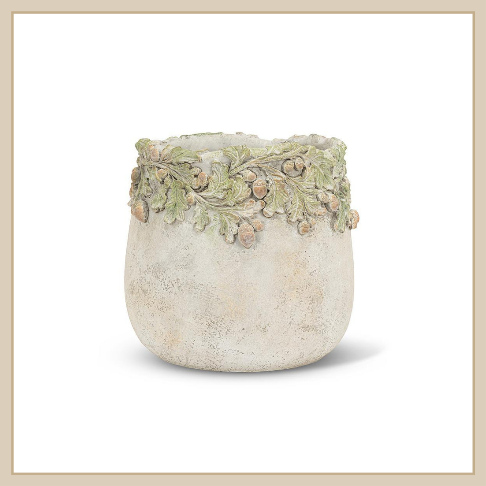 Large Oak Leaves & Acorns Planter