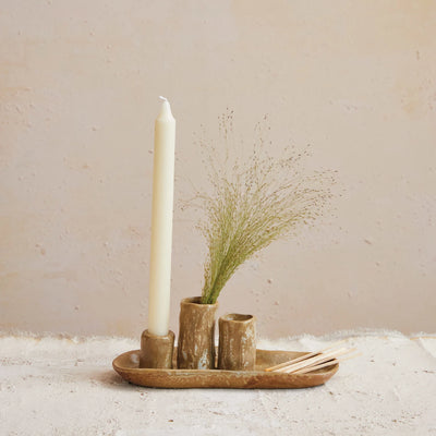 Stoneware Vases w Tray
