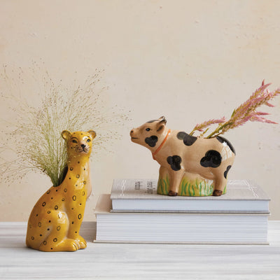 Stoneware Leopard Vase
