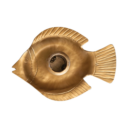 Taper Holder w Embossed Fish Shaped Tray