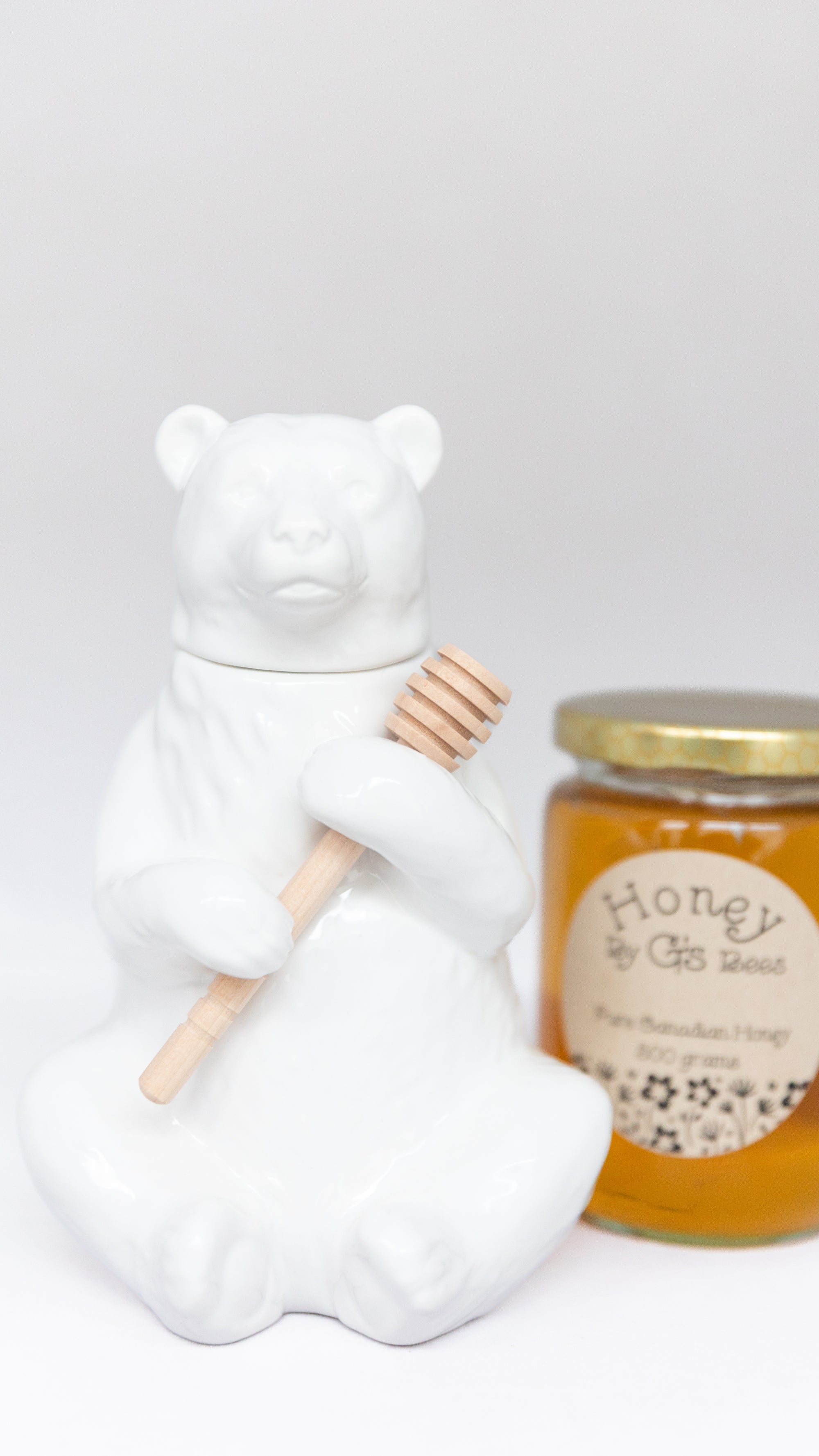 Ceramic Bear Shaped Honey Jar
