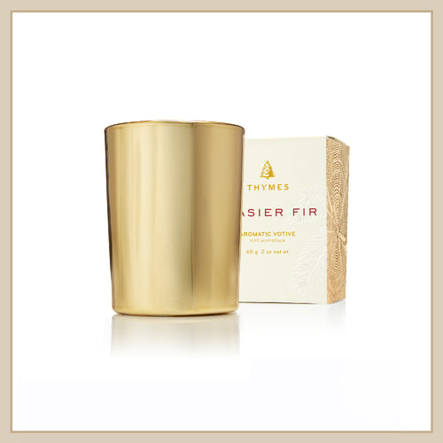 Thymes Frasier Fir Gold Votive Candle - Envy Paint and Design